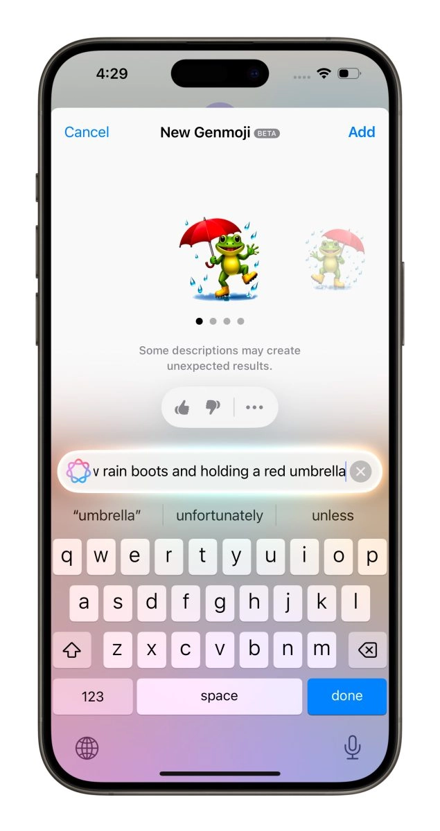 Apple Intelligence「Genmoji」上手体验：轻松创作特色 Emoji，对话增添更多乐趣 - 嘉达鸭